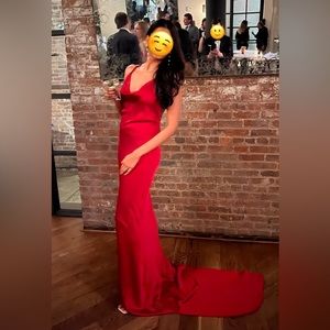 Norma Kamali Bias Cross Back Gown: Tiger Red